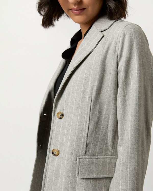 Sarah Blazer in Grey Chalk Stripe Knit Discount