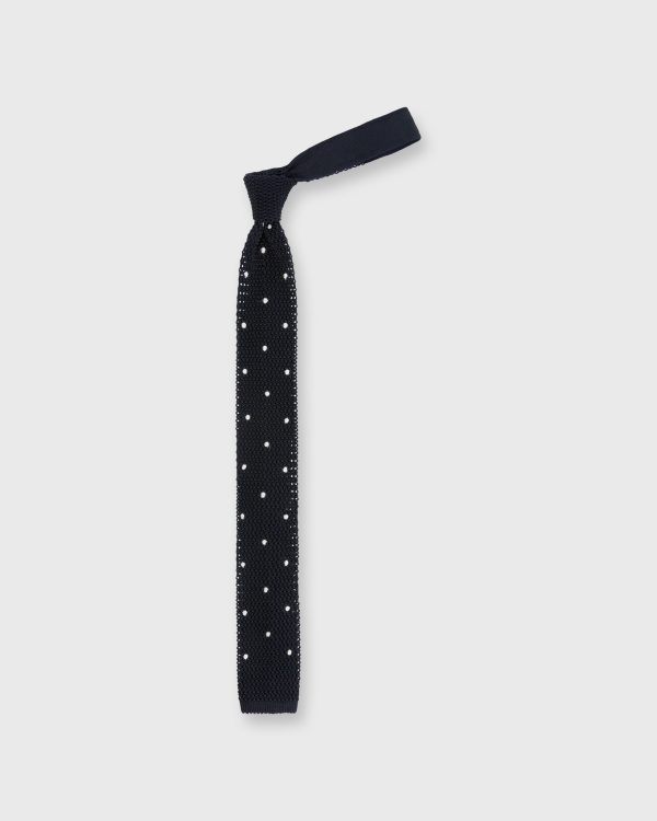 Silk Knit Tie in Navy White Dot Online now