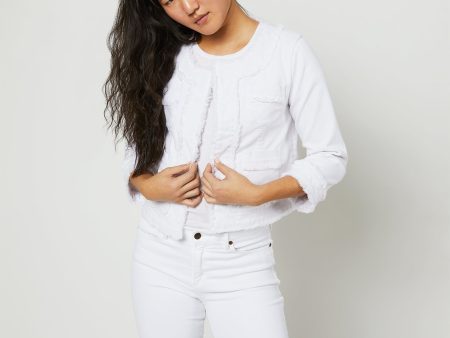 Kiki Jacket in White Garment-Dyed Stretch Twill Online Hot Sale