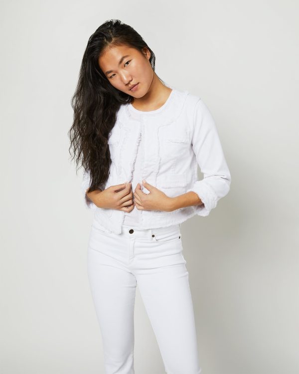 Kiki Jacket in White Garment-Dyed Stretch Twill Online Hot Sale