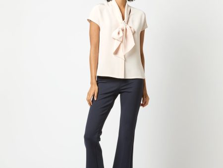 Atelier Tie-Neck Blouse in Pale Pink Silk Crepe de Chine Fashion