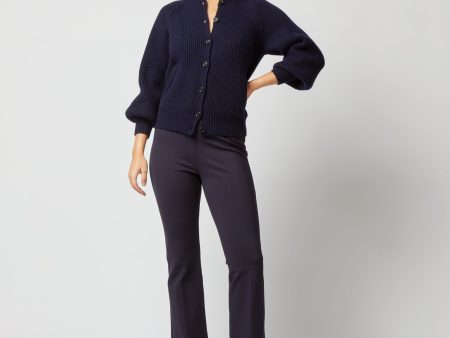 Alya Funnel-Neck Cardigan in Navy Cashmere Online now