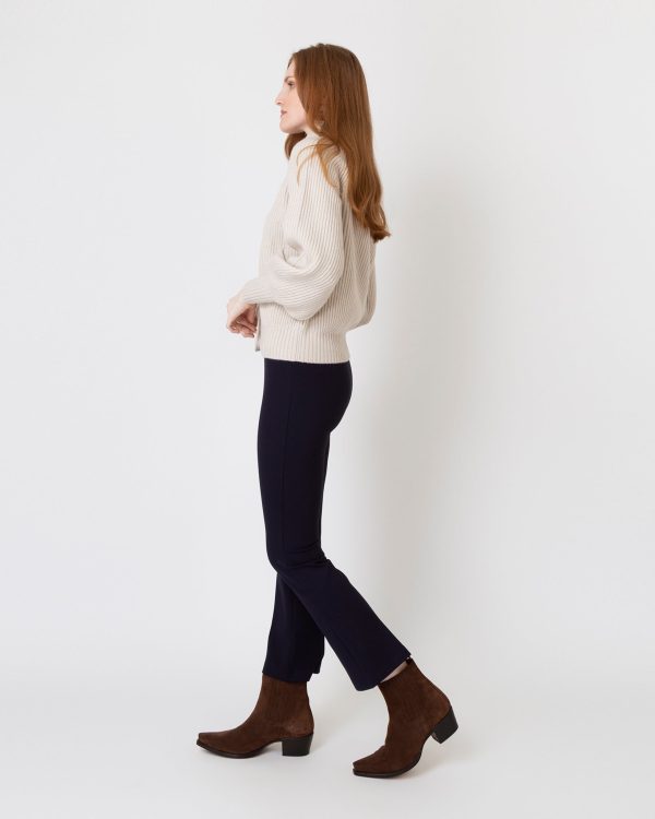 Alya Funnel-Neck Cardigan in Pale Wheat Cashmere on Sale