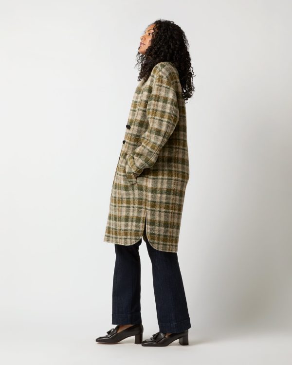 Gabriel Checked Coat in Khaki Ecru Online Sale