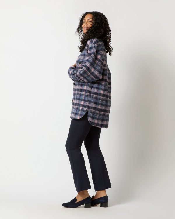 Harveli Checked Coat in Lilac Navy For Cheap