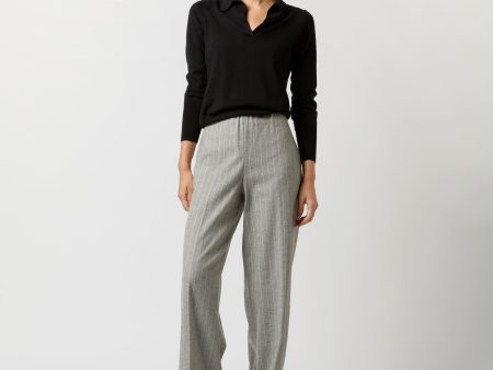 Maura Pull-On Pant in Grey Chalk Stripe Knit Hot on Sale