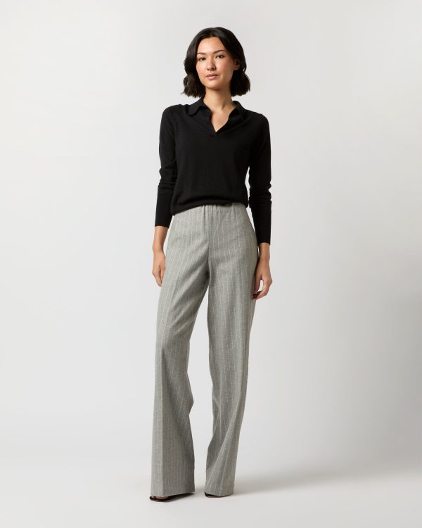 Maura Pull-On Pant in Grey Chalk Stripe Knit Hot on Sale