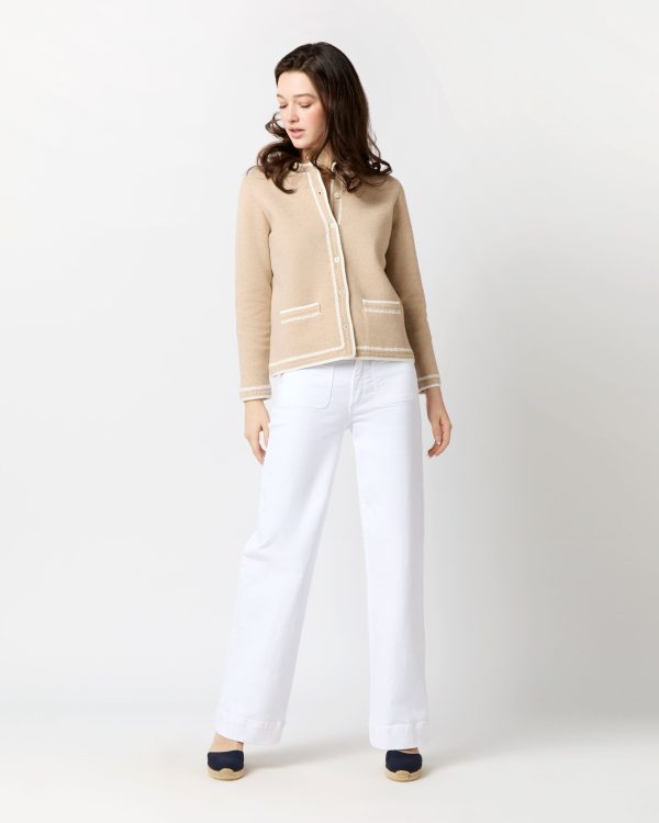 Aubrey Cardigan in Crema Cotton Silk Discount