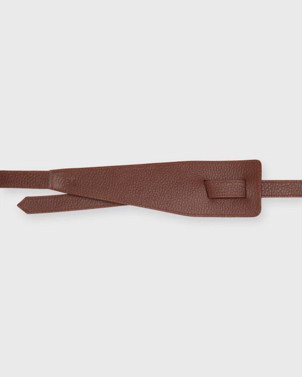 Asymmetrical Loop Thru Belt in English Tan Leather Online now