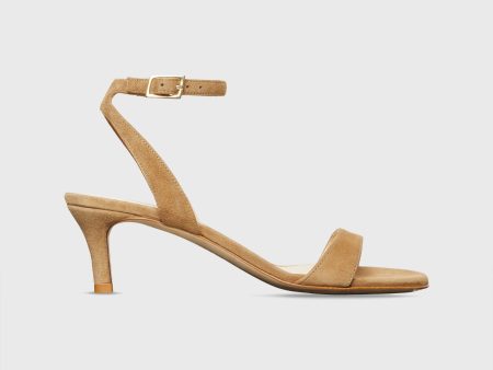 Ankle-Wrap Kitten Heel in Caramel Suede Sale