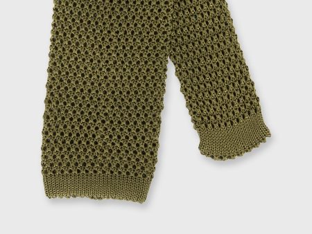 Silk Knit Tie in Olive For Discount