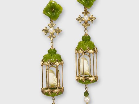 Aviary Classic Earrings in Gold Jade White Online