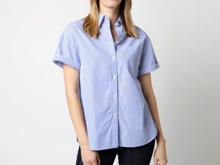 Agnes Shirt in Blue Bengal Stripe Poplin Online