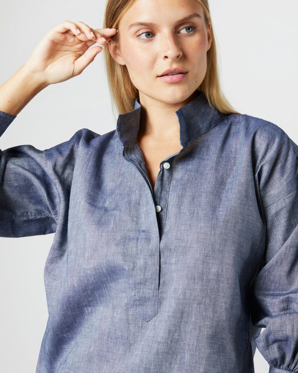 Anaya Popover Shirt in Indigo Cotolino Chambray Online Hot Sale