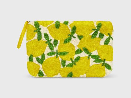 Lemon Beaded Clutch in Yellow Green Sale