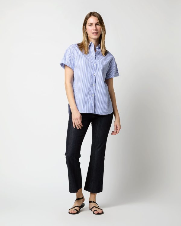 Agnes Shirt in Blue Bengal Stripe Poplin Online