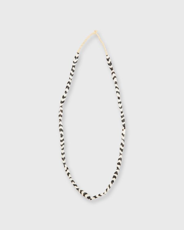 Small Elongated Cowbone Beads in Brown White Zigzag Online Hot Sale