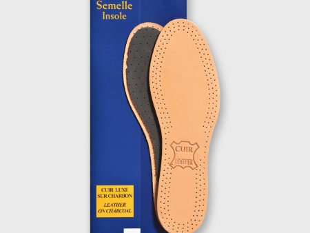 Leather Charcoal Insole in Natural Black For Discount