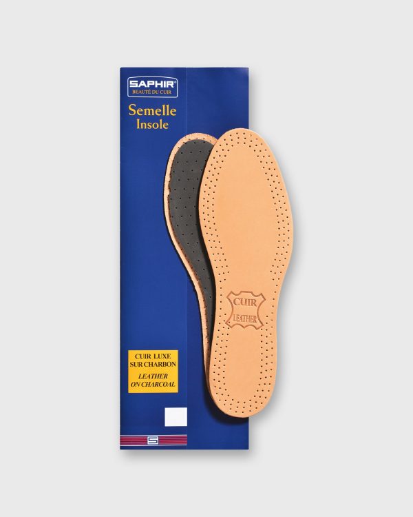 Leather Charcoal Insole in Natural Black For Discount