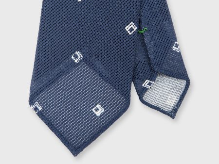 Cotton Woven Tie in Navy White Diamonds Online Sale