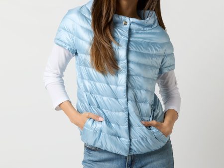 Greta Cap-Sleeve Jacket in Celeste Blue on Sale