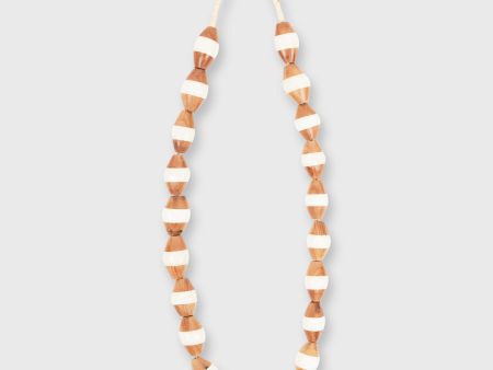 Large Two-Tone Cowbone Beads in Wood Ivory on Sale