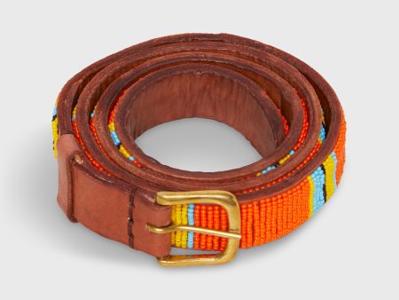 1  African Fully Beaded Belt in Orange Yellow Blue Supply